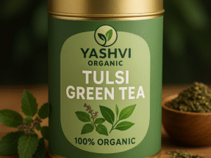 Yashvi Organic Tulsi Green Tea in Premium Tin Pack – 100% Natural Herbal Tea
