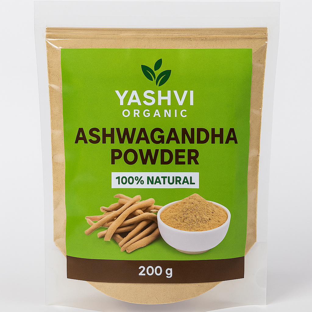 Yashvi Organic Ashwagandha Powder β 200g (100% Natural & Herbal Supplement) Yashvi Organic Ashwagandha Powder 200g Poly Pack β 100% Natural Herbal Supplement
