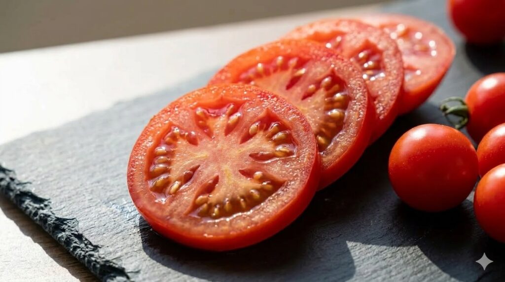 Fresh organic spinach leaves and tomatoes in a basket showing why organic food is healthier and chemical-free