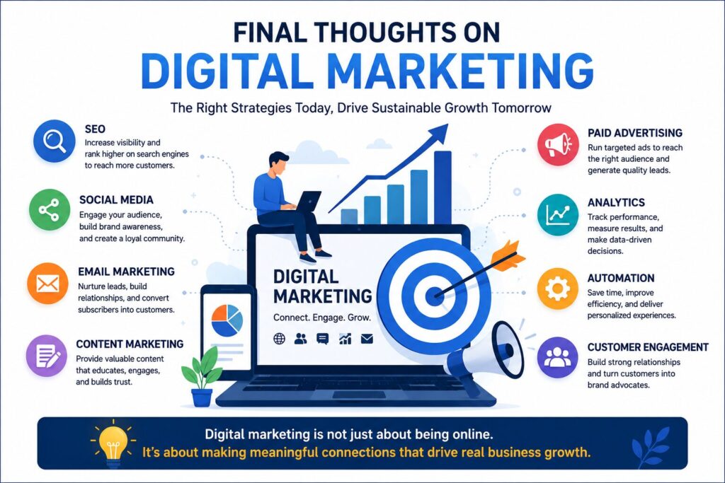 Business growth through digital marketing strategies including SEO, social media, content marketing, and online advertising.