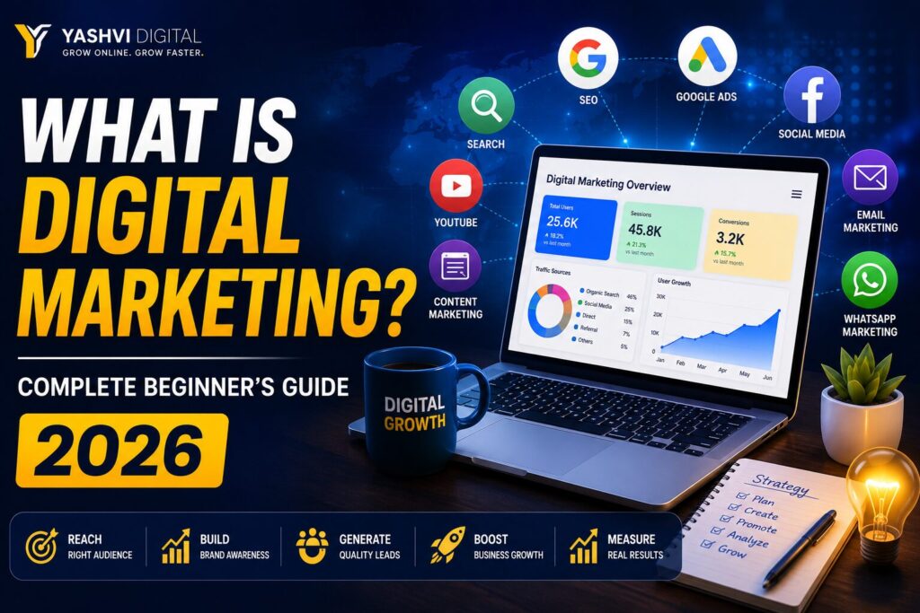 What is Digital Marketing? Complete Beginner's Guide 2026 with SEO, Google Ads, Social Media and Online Marketing Channels